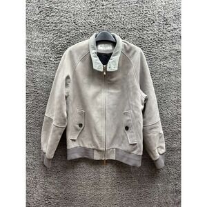 La Califfa Handmade Sheepskin Fleece Full Zip Bomber Jacket Grey Mens Size 46